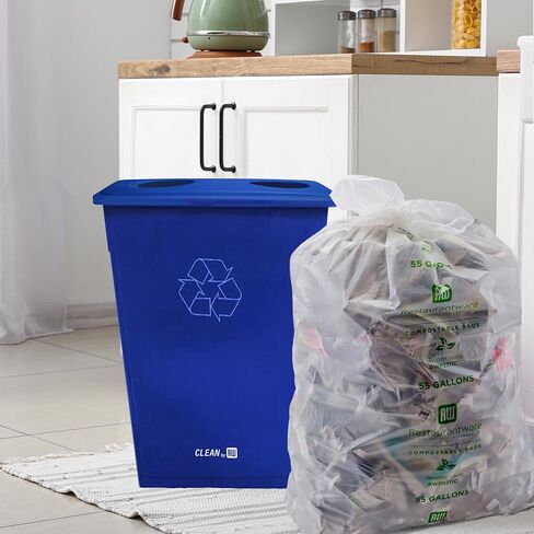 Restaurantware RW Clean 23 جالون سلة المهملات 1 سلة مهملات رفيعة - غطاء يُباع بشكل منفصل سلة نفايات بلاستيكية زرقاء تجارية تصميم نحيف عالي التحمل للحمام والمطبخ والنفايات الخارجية in Saudi Arabia