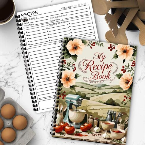 Recipe Notebook 5.8x 8.2 inch Spiral Recipe Book to Write in Your Own Recipes A5 Cook Books Blank Suitable for Personal Recipes and Meal Planning, Gift for Food Enthusiasts(100pages) ﻿ (G) in Saudi Arabia