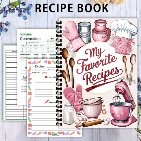 Recipe Notebook 5.8x 8.2 inch Spiral Recipe Book to Write in Your Own Recipes A5 Cook Books Blank Suitable for Personal Recipes and Meal Planning, Gift for Food Enthusiasts(100pages) ﻿ (G) in Saudi Arabia