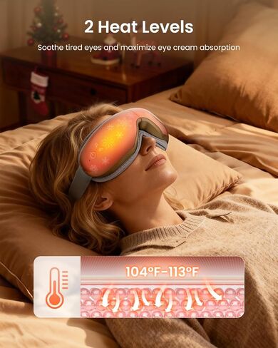 RENPHO Eye Massager with Heat, Heated Eye Mask for Migraines, Eye Care Machine, Migraine Relief, Face Massager to Relax, Eye Strain Dark Circles Eye Bags Dry Eye, Christmas Birthday Gift for Women Men in Kuwait