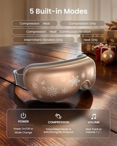 RENPHO Eye Massager with Heat, Heated Eye Mask for Migraines, Eye Care Machine, Migraine Relief, Face Massager to Relax, Eye Strain Dark Circles Eye Bags Dry Eye, Christmas Birthday Gift for Women Men in Kuwait