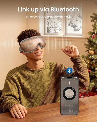 RENPHO Eye Massager with Heat, Heated Eye Mask for Migraines, Eye Care Machine, Migraine Relief, Face Massager to Relax, Eye Strain Dark Circles Eye Bags Dry Eye, Christmas Birthday Gift for Women Men in Kuwait