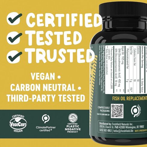Ocean Saving Omega 3 - Fish Oil Replacement, High Levels of DHA per Capsule (440 mg), You Don't Need Fish Oil You Need Omega 3, Algae Oil, DHA, DPA. 60 Count in Saudi Arabia