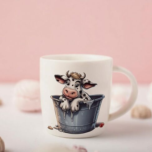 Cute Animals UV DTF Stickers - 12 Sheets Cute Cows UV DTF Cup Wrap for Mugs Glass Coffee, DIY Decals for Tumblers, Waterproof Rub on Transfers for Crafts in Saudi Arabia