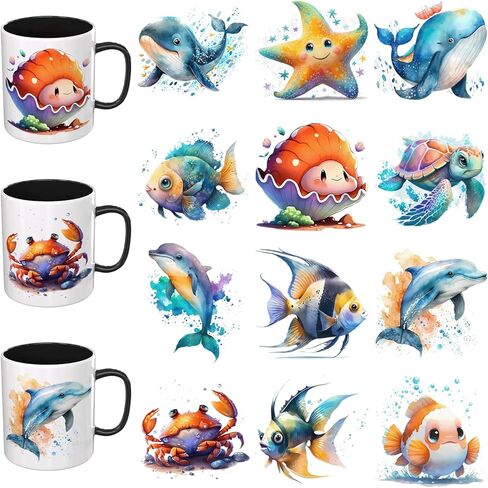 Cute Animals UV DTF Stickers - 12 Sheets Cute Cows UV DTF Cup Wrap for Mugs Glass Coffee, DIY Decals for Tumblers, Waterproof Rub on Transfers for Crafts in Saudi Arabia