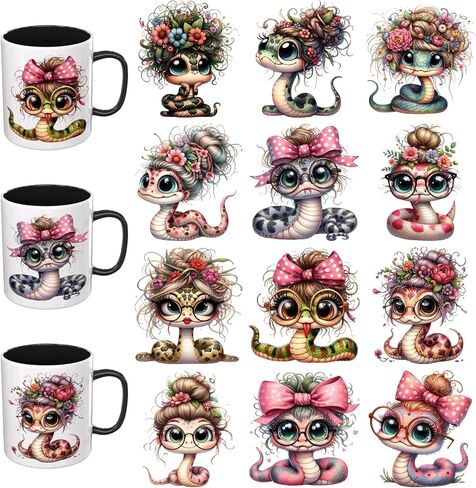 Cute Animals UV DTF Stickers - 12 Sheets Cute Cows UV DTF Cup Wrap for Mugs Glass Coffee, DIY Decals for Tumblers, Waterproof Rub on Transfers for Crafts in Saudi Arabia