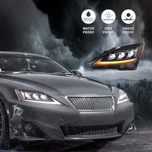 VLAND LED Headlights for [Lexus IS250 IS350 ISF IS 220d 2006 2007 2008 2009 2010 2011 2012] Front Lamps Assembly with Sequential Turn Signal, YAA-IS-0303H, Pair, 2PCS (Amber) in Saudi Arabia