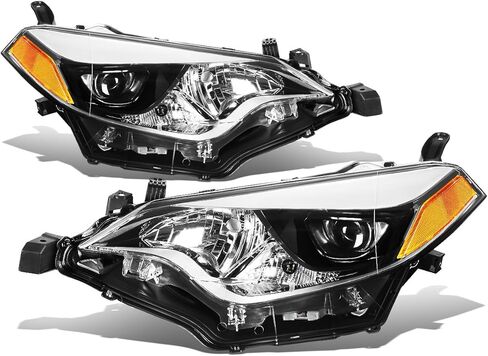 مصباح تجميع المصابيح الأمامية لجهاز العرض LED من Auto Dynasty متوافق مع 2014 2015 2016 Toyota Corolla Sedan، جانب السائق والراكب، غطاء أسود زاوية شفافة in Saudi Arabia