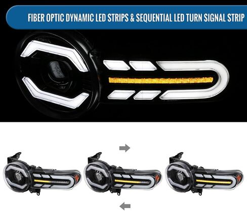 Ronnin - Fits 2007-2014 Toyota FJ Cruiser Projector Headlights LED Sequential Turn Signals + Animated Startup Effect Lamps Assembly Pair | Black in Saudi Arabia