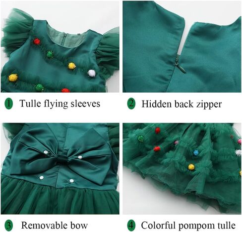 Kids Christmas Tree Dress Costume for Girls Xmas Outfit with headband Glasses in Saudi Arabia