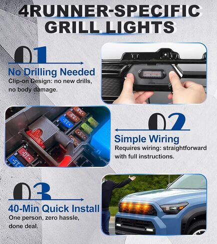 LED Grill Lights for 2025 2026 Toyota 4Runner Raptor Lights Front Grille Light Bar Head Lamp 4 Runner Accessories 6th Gen (Amber, TRD Sport & Off Road Only) in Saudi Arabia