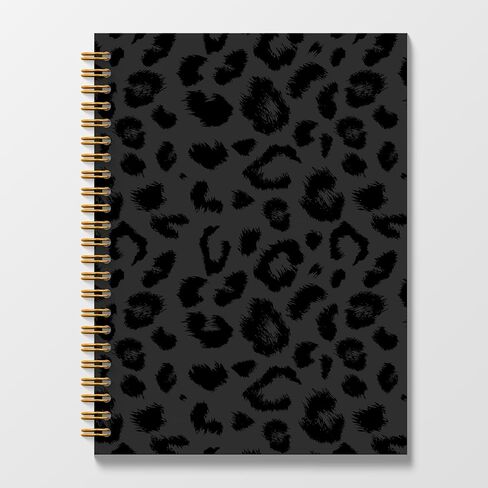 Black Leopard Print Spiral Notebook Journal 5.5x8.3, Cheetah Print Notebooks for Work, Leopard Print Gifts for Women in Saudi Arabia
