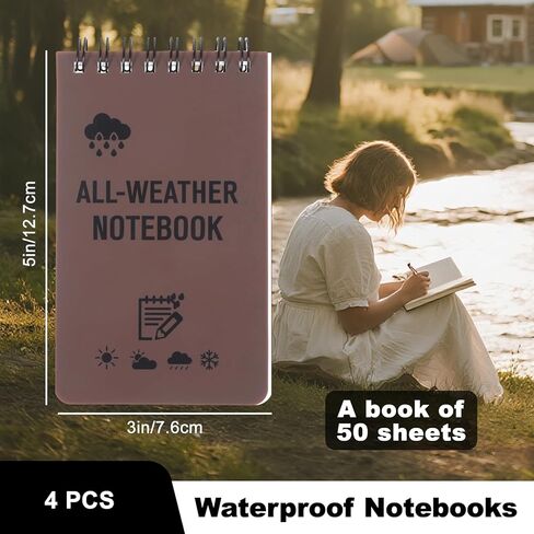 4 عبوات من دفاتر الملاحظات المقاومة للماء، دفتر ملاحظات بحجم 3 × 5 جيوب، مفكرة الشرطة، دفتر ملاحظات بحجم الجيب لجميع الأحوال الجوية للأماكن الخارجية والمدرسة والمكتب، يمكن حملها في جميع الأنحاء، مقاومة للتمزق والرطوبة (أخضر) in Kuwait