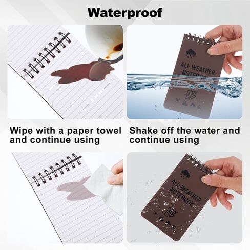 4 عبوات من دفاتر الملاحظات المقاومة للماء، دفتر ملاحظات بحجم 3 × 5 جيوب، مفكرة الشرطة، دفتر ملاحظات بحجم الجيب لجميع الأحوال الجوية للأماكن الخارجية والمدرسة والمكتب، يمكن حملها في جميع الأنحاء، مقاومة للتمزق والرطوبة (أخضر) in Kuwait