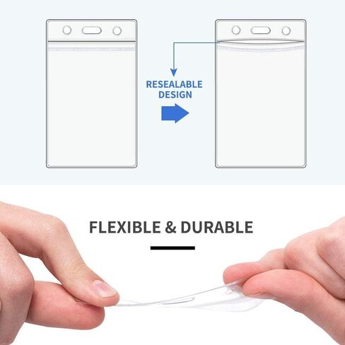 10pcs ID Card Holder: Clear Plastic Vertical Badge Holders - Resealable, Waterproof for Credit/VIP/SD/Bus Cards in Saudi Arabia
