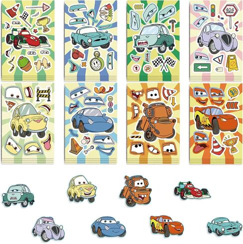 24 ورقة من ملصقات السيارات اللطيفة للأطفال، اصنع ملصق الرسوم المتحركة الخاص بك، اصنع وجهًا، ملصقات ديزني للمراهقات والبنات والأولاد، مكافآت الفصول الدراسية، لوازم الحفلات الفنية ذات الطابع الشخصي (السيارات) (السيارة) in Kuwait
