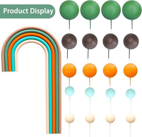 Ephlyn 26Pcs Rainbow Cake Toppers Mini Balls Cake Decorations Pastel Color Balls Cupcake Toppers for Birthday Baby Shower Wedding Party Supplies Beige in Saudi Arabia