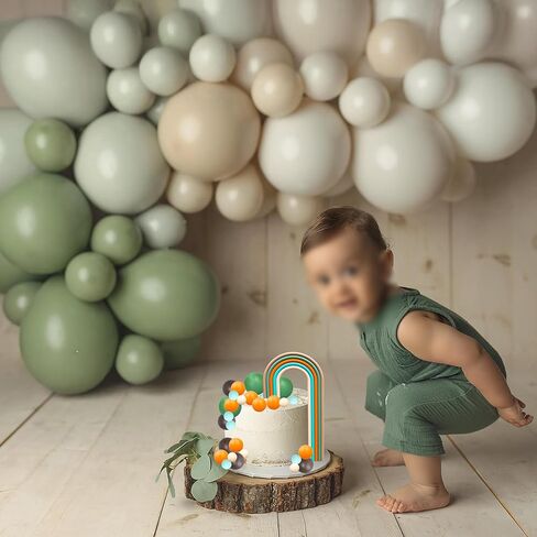 Ephlyn 26Pcs Rainbow Cake Toppers Mini Balls Cake Decorations Pastel Color Balls Cupcake Toppers for Birthday Baby Shower Wedding Party Supplies Beige in Saudi Arabia