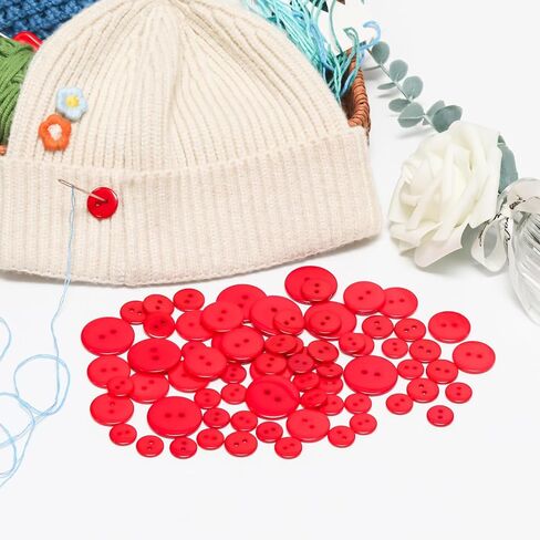 80pcs red Sewing Buttons, 3/4-inch 2 Hole Buttons for Clothes, Craft, Sewing & DIY in Saudi Arabia