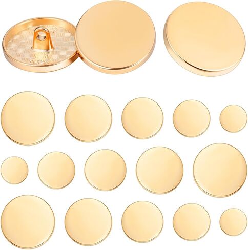 50pcs Gold Flat Button, Metal Buttons for Blazers, Round Shaped Sewing Buttons for Suit Coat Shirt Jackets Craft, 12.5mm, 15mm, 18mm, 20mm, 23mm in Saudi Arabia