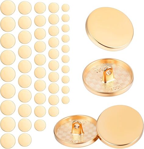 50pcs Gold Flat Button, Metal Buttons for Blazers, Round Shaped Sewing Buttons for Suit Coat Shirt Jackets Craft, 12.5mm, 15mm, 18mm, 20mm, 23mm in Saudi Arabia