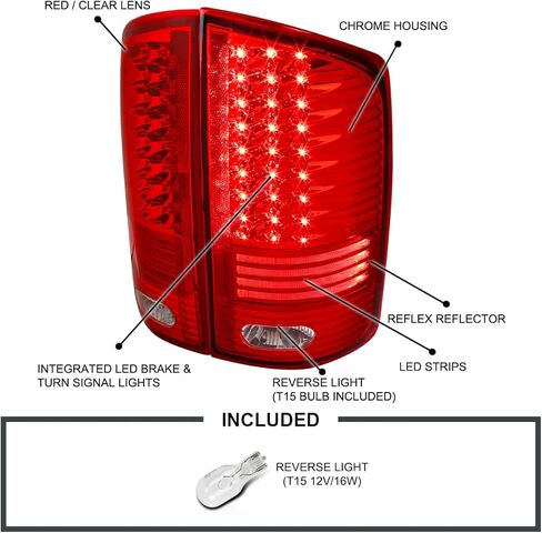 مصابيح خلفية LED من الكروم SPEC-D متوافقة مع 2002-2006 دودج رام 1500/2500/3500، مجموعة زوج يسار + يمين in Saudi Arabia