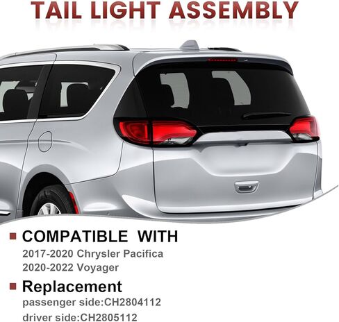 Tail Lights Outer Assembly Compatible with 2017-2020 Chrysler Pacifica & Voyager,Right Passenger Side Rear Light Taillights Replacement # CH2805113 68229028AD in Saudi Arabia