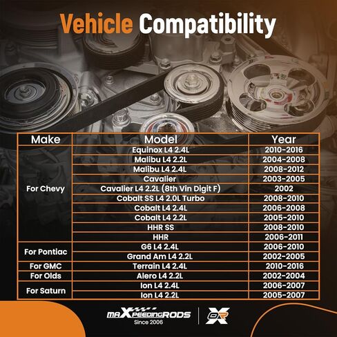 maXpeedingrods Belt Tensioner Assembly with Pulley for Chevrolet Equinox Malibu Cobalt HHR Cavalier & GMC Terrain Classic & Buick LaCrosse Verano & Pontiac G5 G6 Grand Am Sunfire OE# 24430296 38177 in Saudi Arabia