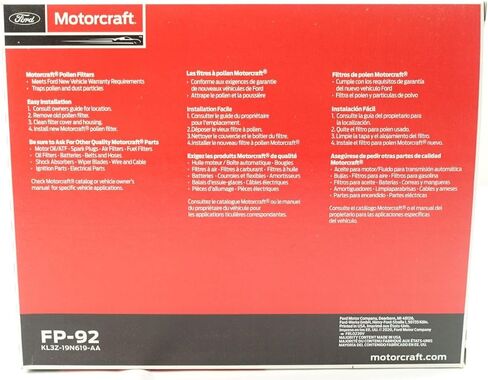 فلتر هواء المقصورة Motorcraft FP92 KL3Z-19N619-AA (6 عبوات) in Saudi Arabia