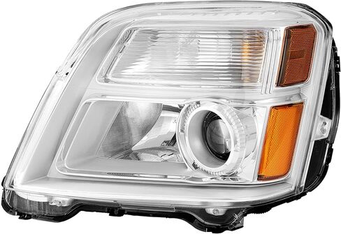المصابيح الأمامية لجهاز العرض HECASA مع لمبات متوافقة مع مجموعة المصابيح الأمامية GMC Terrain DRL 2010-2015 الهالوجين الشفاف، استبدال غطاء الكروم لـ GM2503350 GM2502350 جانب السائق والراكب in Saudi Arabia