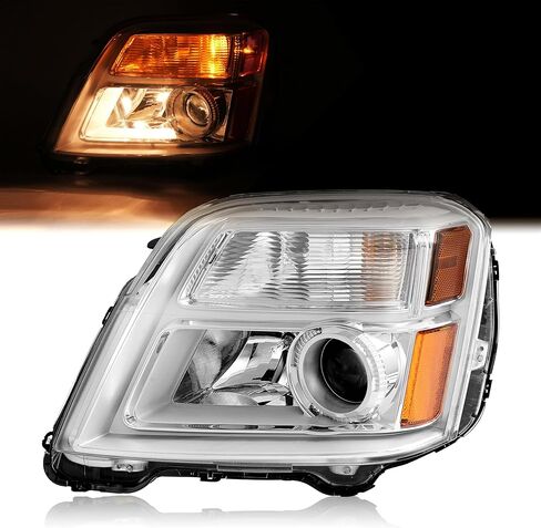 المصابيح الأمامية لجهاز العرض HECASA مع لمبات متوافقة مع مجموعة المصابيح الأمامية GMC Terrain DRL 2010-2015 الهالوجين الشفاف، استبدال غطاء الكروم لـ GM2503350 GM2502350 جانب السائق والراكب in Saudi Arabia