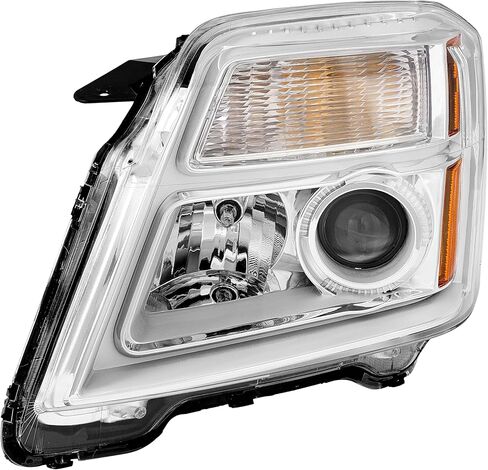 المصابيح الأمامية لجهاز العرض HECASA مع لمبات متوافقة مع مجموعة المصابيح الأمامية GMC Terrain DRL 2010-2015 الهالوجين الشفاف، استبدال غطاء الكروم لـ GM2503350 GM2502350 جانب السائق والراكب in Saudi Arabia