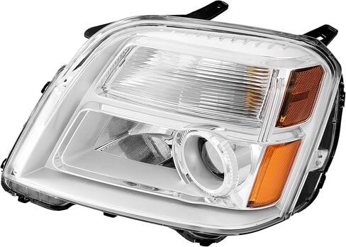المصابيح الأمامية لجهاز العرض HECASA مع لمبات متوافقة مع مجموعة المصابيح الأمامية GMC Terrain DRL 2010-2015 الهالوجين الشفاف، استبدال غطاء الكروم لـ GM2503350 GM2502350 جانب السائق والراكب in Saudi Arabia