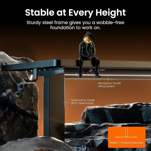 ErGear Height Adjustable Electric Standing Desk, 55 x 28 Inches Sit Stand up Desk, Memory Computer Home Office Desk (Black) in Kuwait