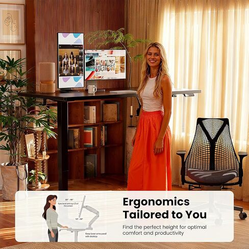 ErGear Height Adjustable Electric Standing Desk, 55 x 28 Inches Sit Stand up Desk, Memory Computer Home Office Desk (Black) in Kuwait