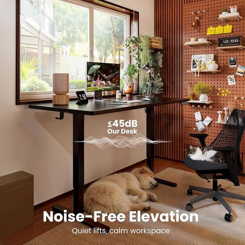 ErGear Height Adjustable Electric Standing Desk, 55 x 28 Inches Sit Stand up Desk, Memory Computer Home Office Desk (Black) in Kuwait