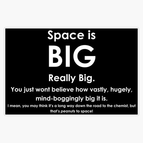 MAGNET Space Is Big - Hitchhikers Guide To The Galaxy - Dark Background Magnetic Vinyl Sticker Decal Magnet 5" in Saudi Arabia