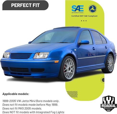 مصابيح أمامية مع مصابيح لموديلات 1999-2005 VW Jetta Mk4، مصابيح أمامية هالوجين بديلة للسائق وجانب الركاب، نموذج غير مناسب مع ضوء ضباب مدمج in Kuwait