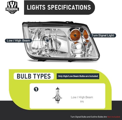 مصابيح أمامية مع مصابيح لموديلات 1999-2005 VW Jetta Mk4، مصابيح أمامية هالوجين بديلة للسائق وجانب الركاب، نموذج غير مناسب مع ضوء ضباب مدمج in Kuwait