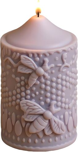 Bee Lace Trim Cylinder Silicone Candle Molds Honeybee Beehive Pillar Candle Mold for Candles Making Resin Casting Aromatherapy Candles Handmade Wax Home Decor in Saudi Arabia