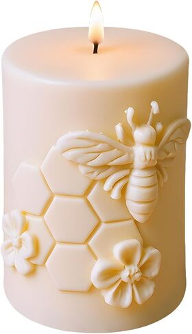 Bee Lace Trim Cylinder Silicone Candle Molds Honeybee Beehive Pillar Candle Mold for Candles Making Resin Casting Aromatherapy Candles Handmade Wax Home Decor in Saudi Arabia