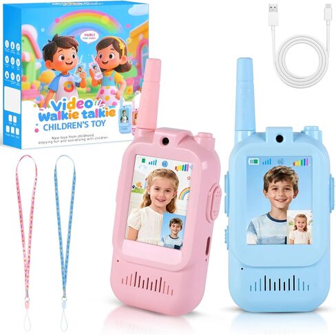 Video Walkie Talkies for Kids with Camera, Long Range Rechargeable Walkie Talkies 2-Pack,Two Way Radios Fun Indoor Outdoor Toys for Camping, Hiking, Family Games for Boys & Girls in Saudi Arabia