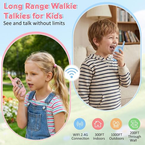 Video Walkie Talkies for Kids with Camera, Long Range Rechargeable Walkie Talkies 2-Pack,Two Way Radios Fun Indoor Outdoor Toys for Camping, Hiking, Family Games for Boys & Girls in Saudi Arabia