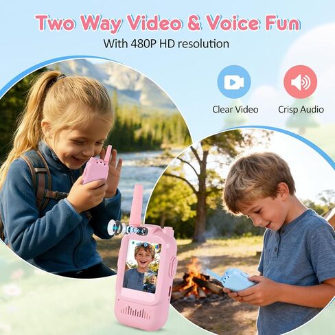 Video Walkie Talkies for Kids with Camera, Long Range Rechargeable Walkie Talkies 2-Pack,Two Way Radios Fun Indoor Outdoor Toys for Camping, Hiking, Family Games for Boys & Girls in Saudi Arabia