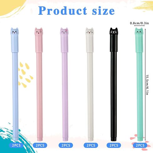 Teaaha 12pcs 0.5mm Kawaii القط أقلام الحبر الأسود لطيف الحيوان هلام القلم القطط نمط أقلام الرصاص، هريرة قرطاسية لوازم غرامة نقطة الكرة أقلام لطيفة متعة تحت عنوان الهدايا لمحبي القطط النساء استخدام المكتب in Saudi Arabia