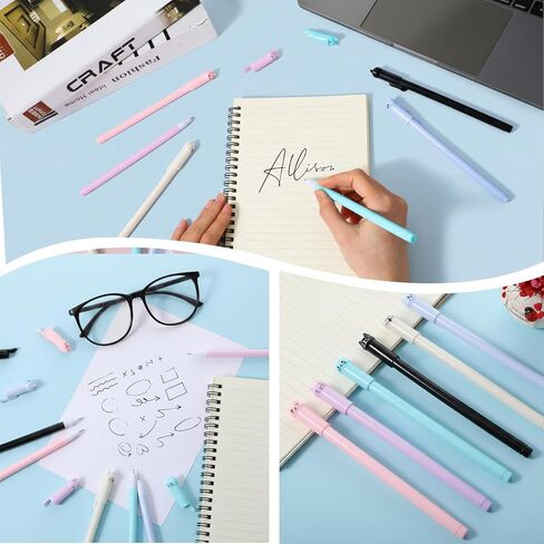 Teaaha 12pcs 0.5mm Kawaii القط أقلام الحبر الأسود لطيف الحيوان هلام القلم القطط نمط أقلام الرصاص، هريرة قرطاسية لوازم غرامة نقطة الكرة أقلام لطيفة متعة تحت عنوان الهدايا لمحبي القطط النساء استخدام المكتب in Saudi Arabia