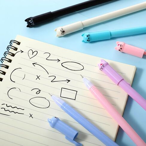 Teaaha 12pcs 0.5mm Kawaii القط أقلام الحبر الأسود لطيف الحيوان هلام القلم القطط نمط أقلام الرصاص، هريرة قرطاسية لوازم غرامة نقطة الكرة أقلام لطيفة متعة تحت عنوان الهدايا لمحبي القطط النساء استخدام المكتب in Saudi Arabia