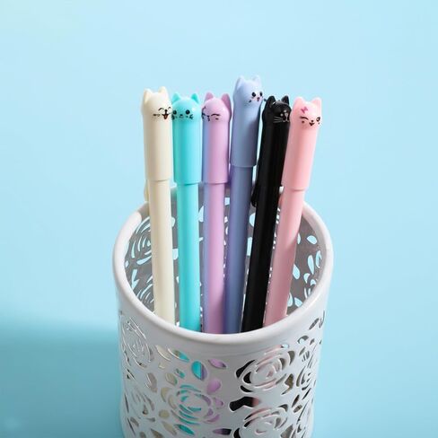 Teaaha 12pcs 0.5mm Kawaii القط أقلام الحبر الأسود لطيف الحيوان هلام القلم القطط نمط أقلام الرصاص، هريرة قرطاسية لوازم غرامة نقطة الكرة أقلام لطيفة متعة تحت عنوان الهدايا لمحبي القطط النساء استخدام المكتب in Saudi Arabia