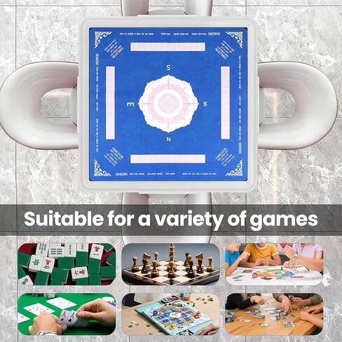 2025 Mahjong Mat، بساط طاولة Mahjong من النيوبرين مع قواعد، بساط ألعاب مضاد للانزلاق وتقليل الضوضاء من أجل Mahjong، البوكر، ألعاب الطاولة، ألعاب البلاط والبطاقات (32.4 بوصة × 32.4 بوصة) مع حقيبة حمل - أزرق in Kuwait