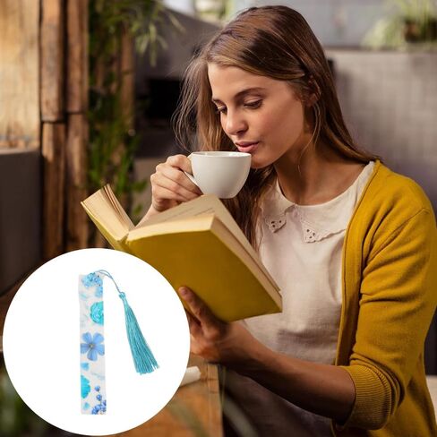إشارات مرجعية شفافة على شكل زهرة - إشارة مرجعية بلاستيكية زرقاء إبداعية ولطيفة للكتب والدفاتر ومجلات القراءة in Saudi Arabia